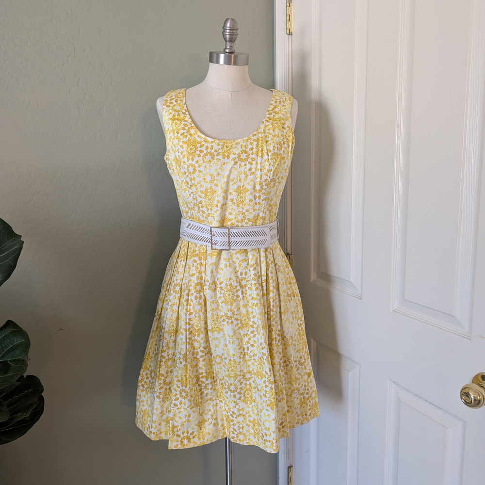 Yellow Floral Sleeveless Dress